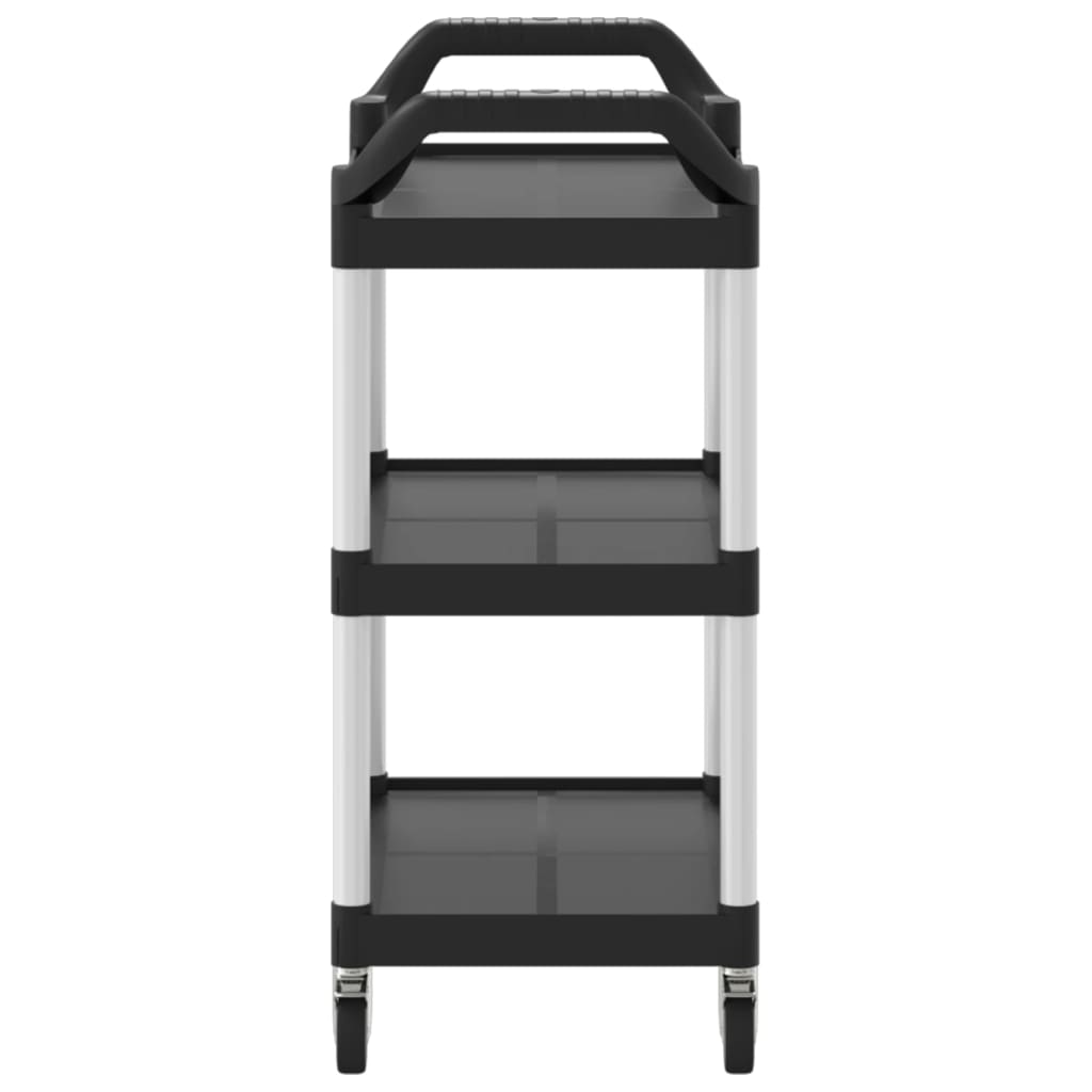 vogn med 3 hylder 81x41x92 cm aluminium sort