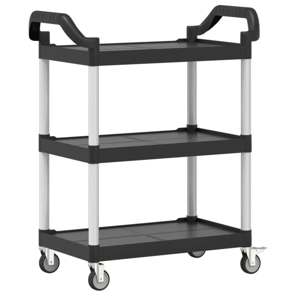 vogn med 3 hylder 81x41x92 cm aluminium sort