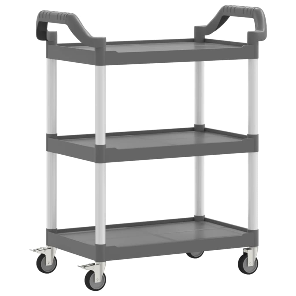vogn med 3 hylder 81x41x92 cm aluminium grå