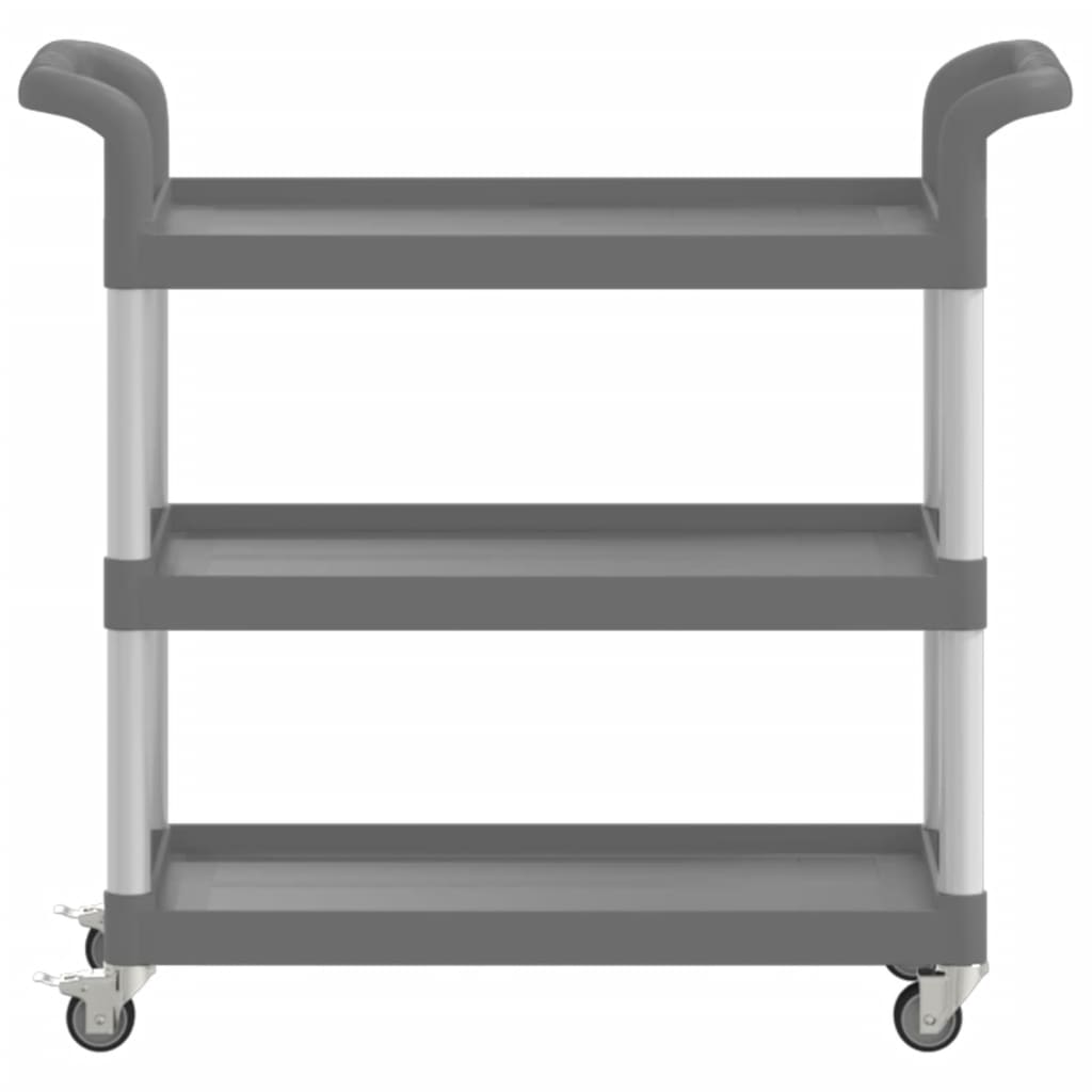 vogn med 3 hylder 77x34x72 cm aluminium grå