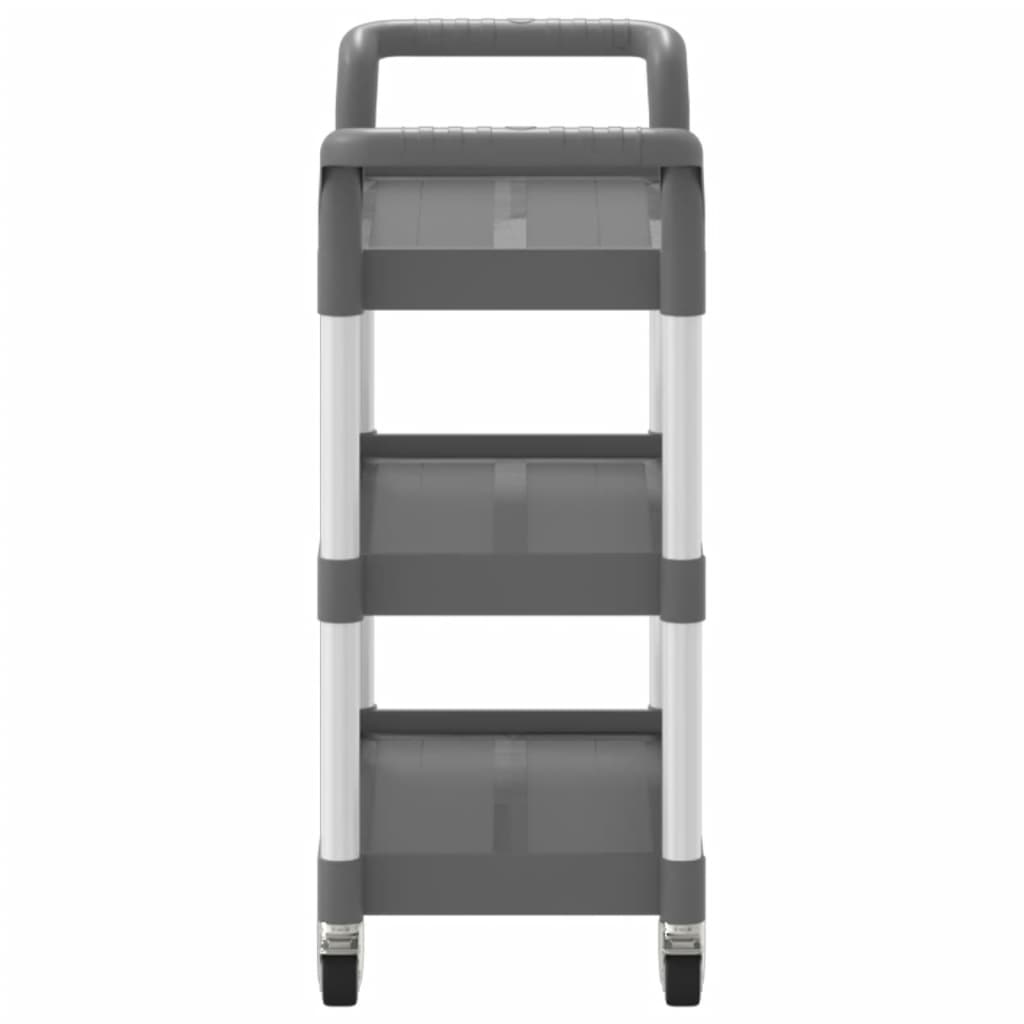 vogn med 3 hylder 77x34x72 cm aluminium grå