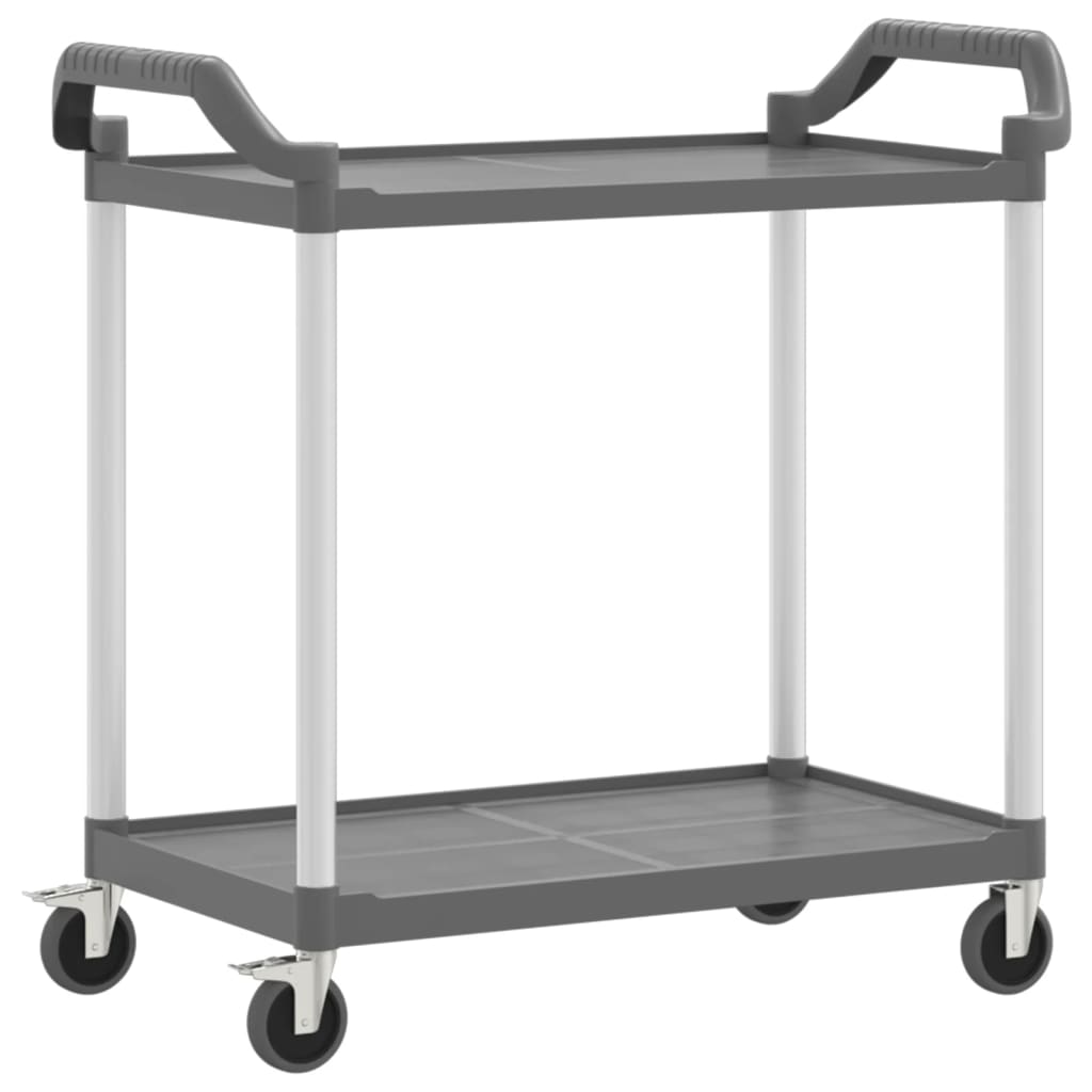 vogn med 2 hylder 99x50x97 cm aluminium grå