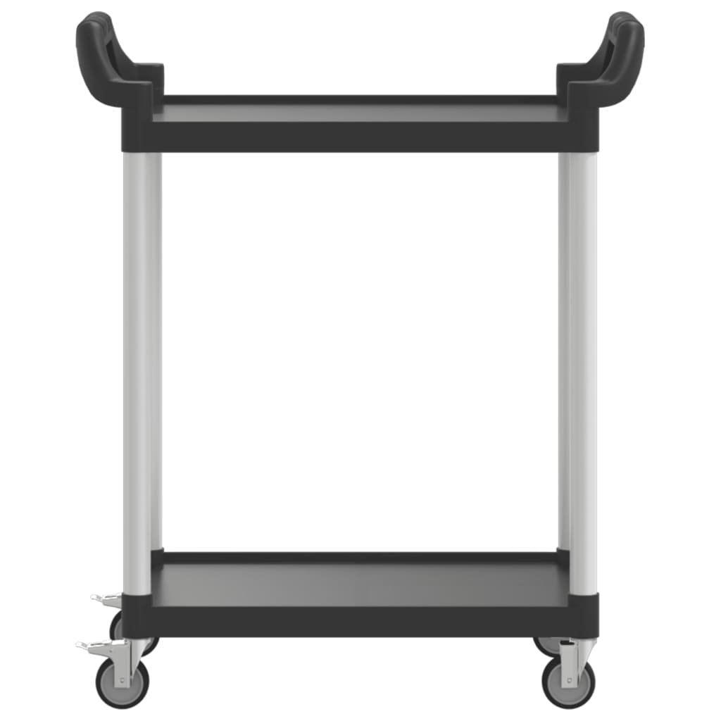 vogn med 2 hylder 81x41x92 cm aluminium sort
