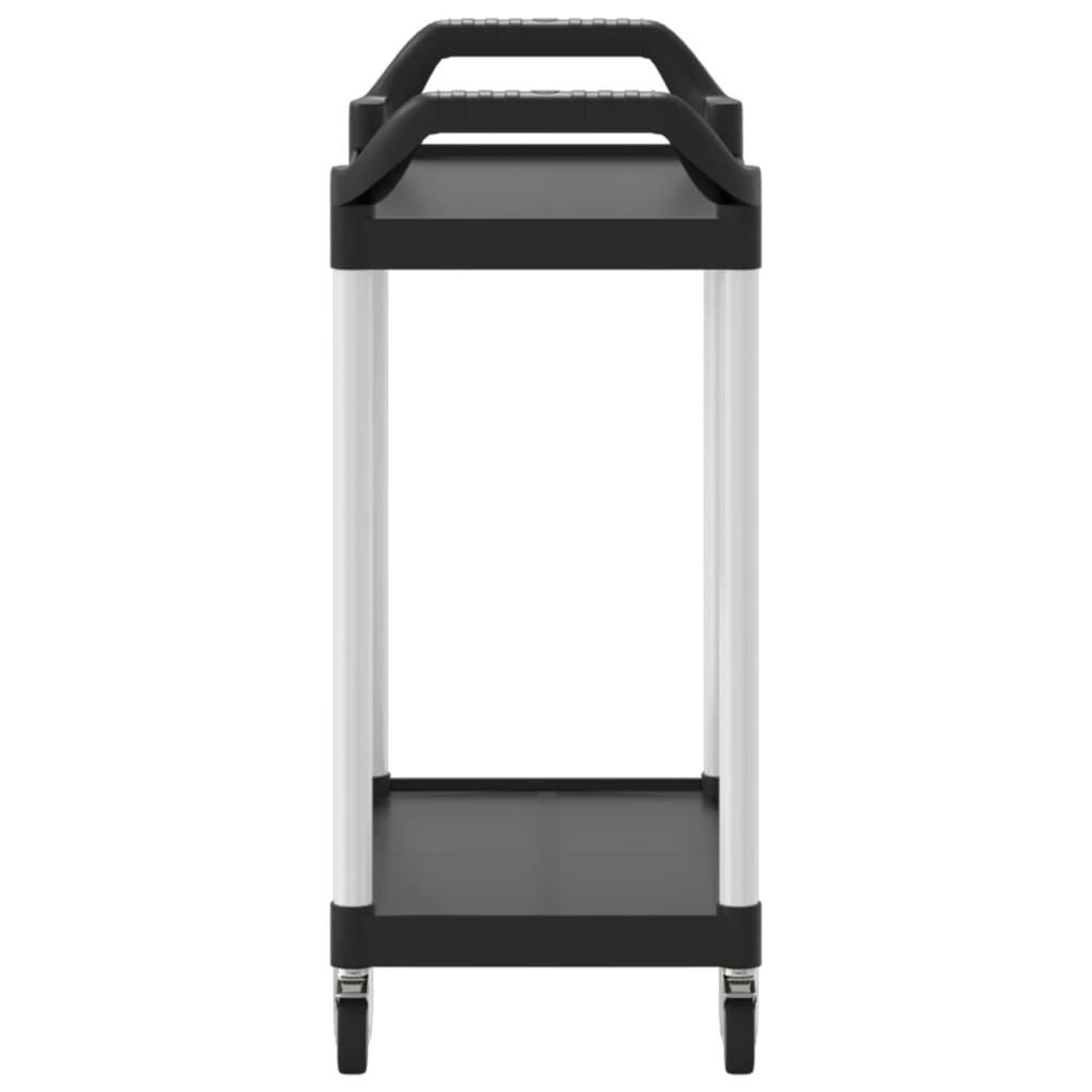 vogn med 2 hylder 81x41x92 cm aluminium sort