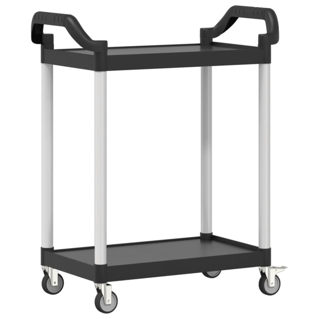 vogn med 2 hylder 81x41x92 cm aluminium sort