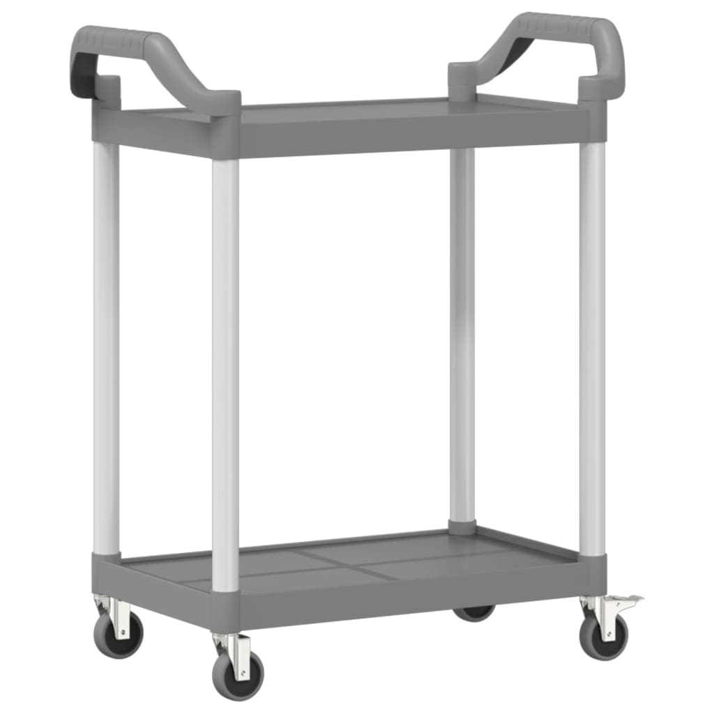 vogn med 2 hylder 81x41x92 cm aluminium grå