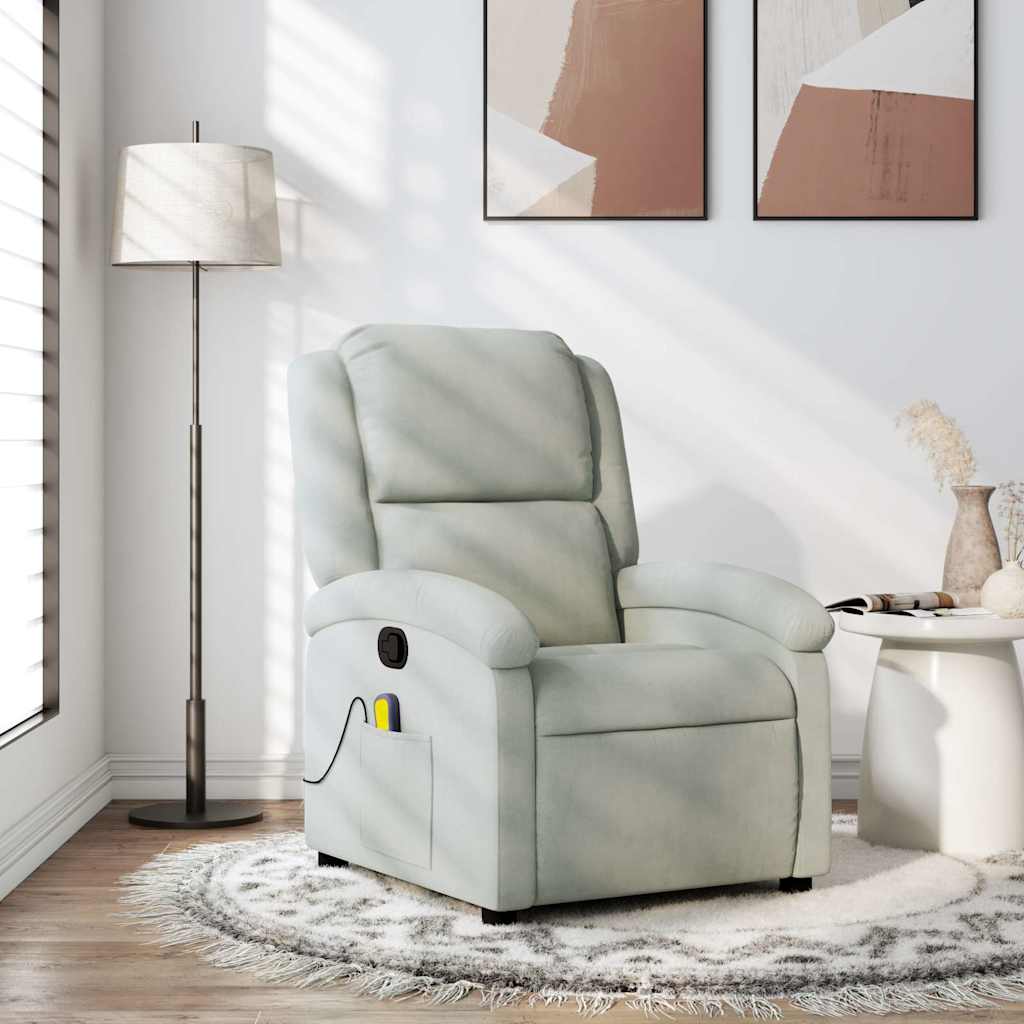 massagestol velour lysegrå