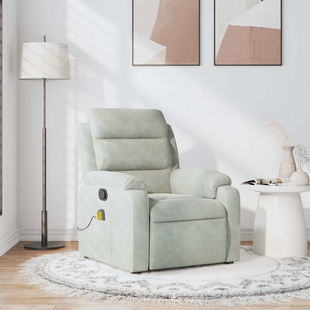 massagestol velour lysegrå