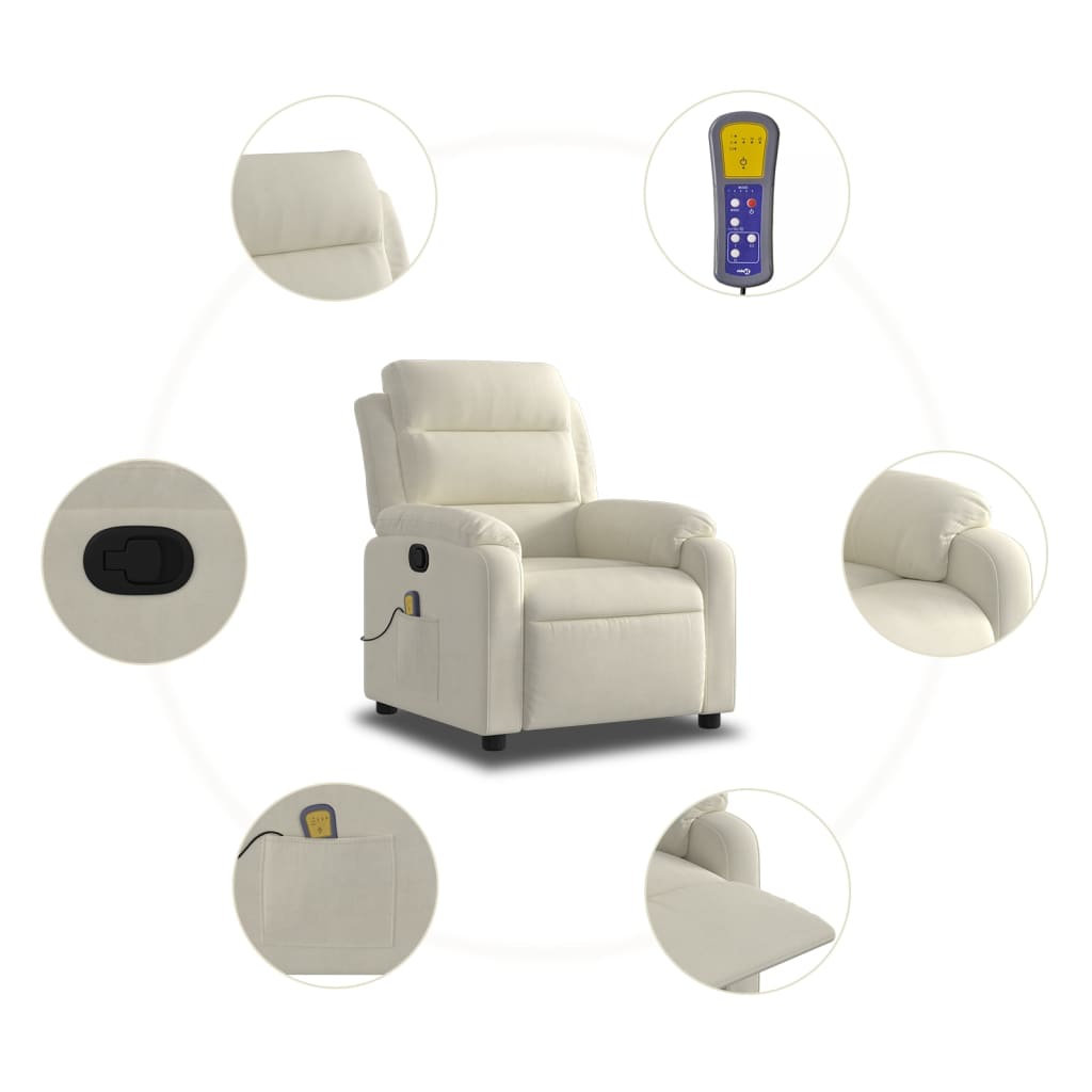 massagestol velour cremefarvet