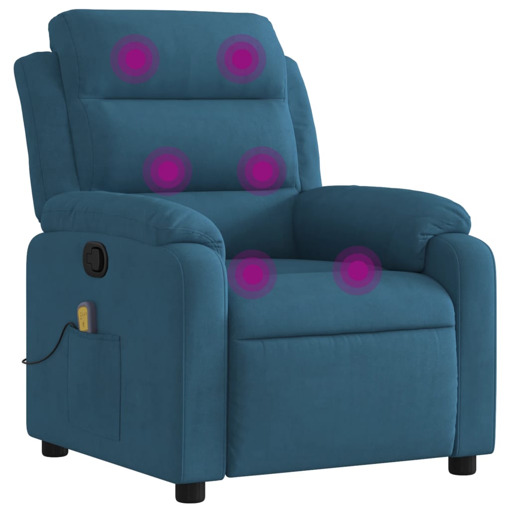 massagestol velour blå