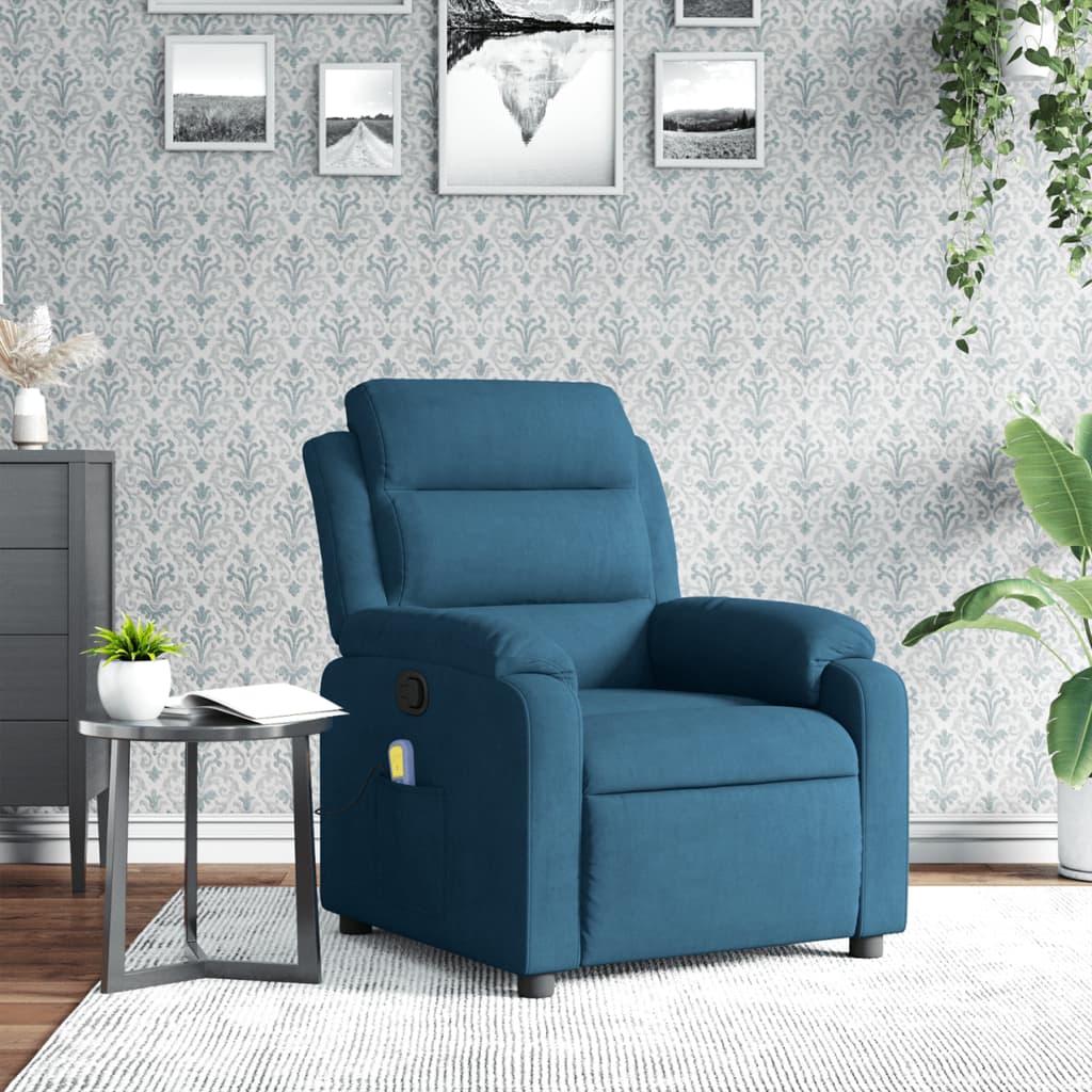 massagestol velour blå