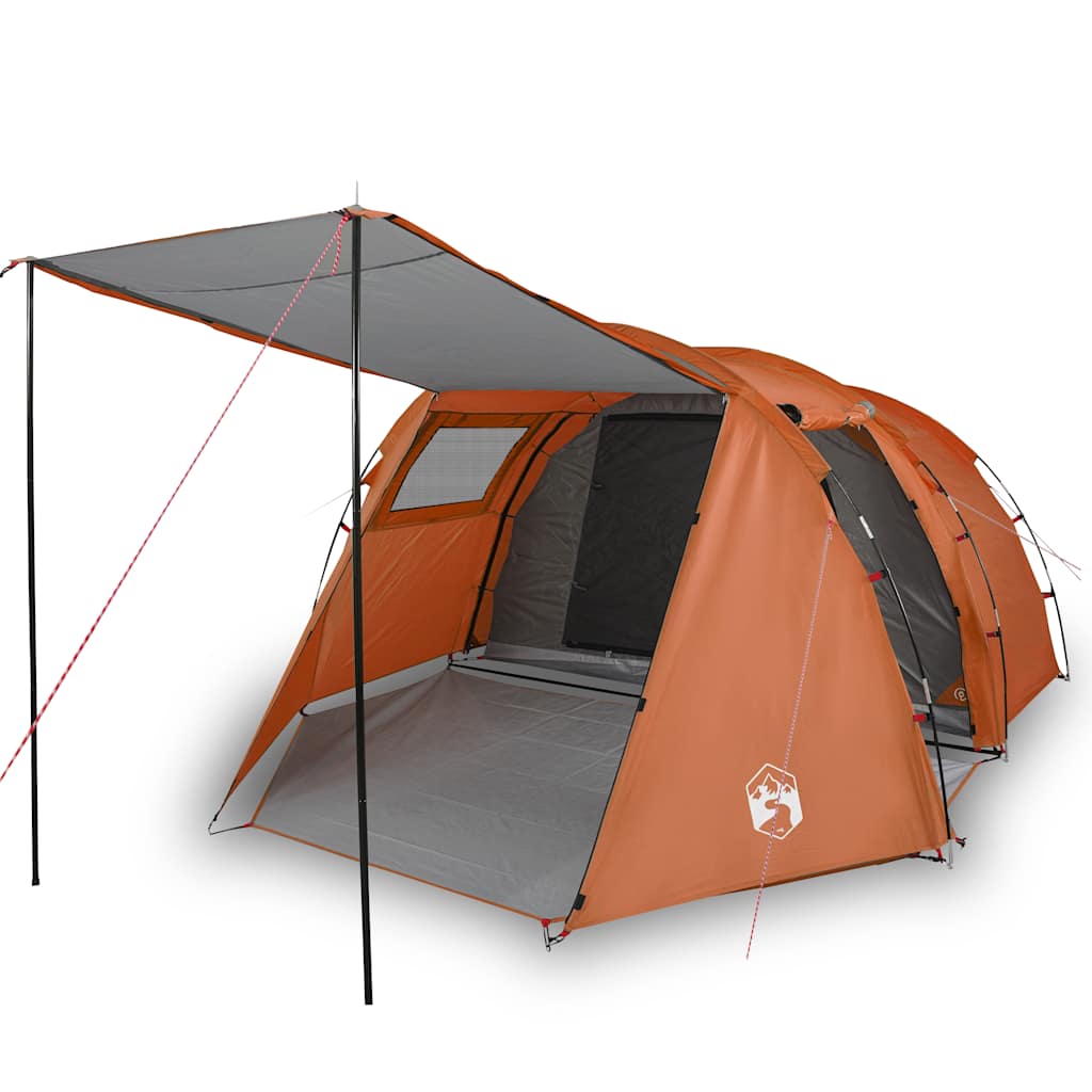 4-personers campingtelt vandtæt grå og orange