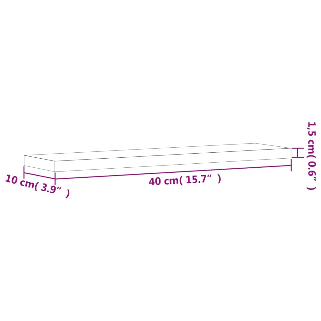 væghylder 4 stk. 40x10x1,5 cm konstrueret træ grå sonoma-eg