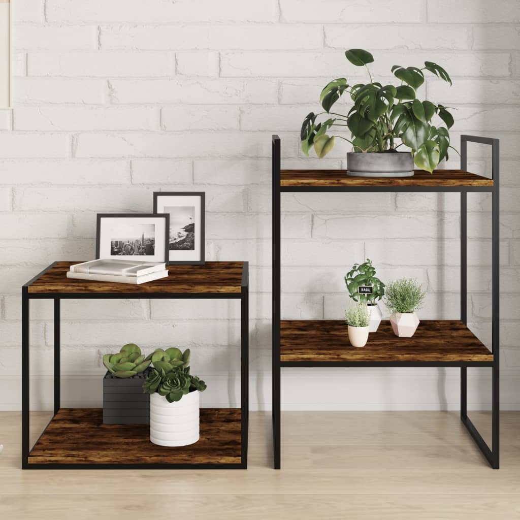 væghylder 4 stk. 40x40x1,5 cm konstrueret træ røget egetræ