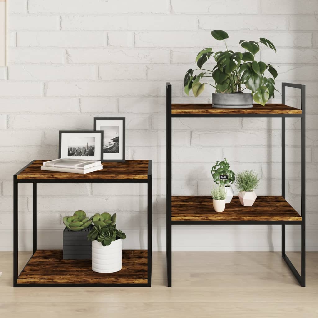 væghylder 4 stk. 40x50x1,5 cm konstrueret træ røget egetræ