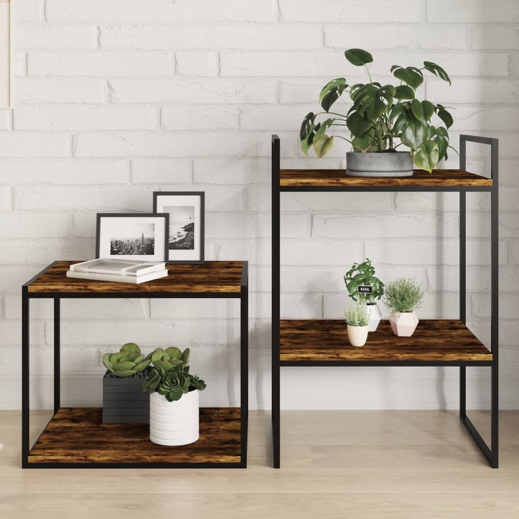 væghylder 4 stk. 40x50x1,5 cm konstrueret træ røget egetræ