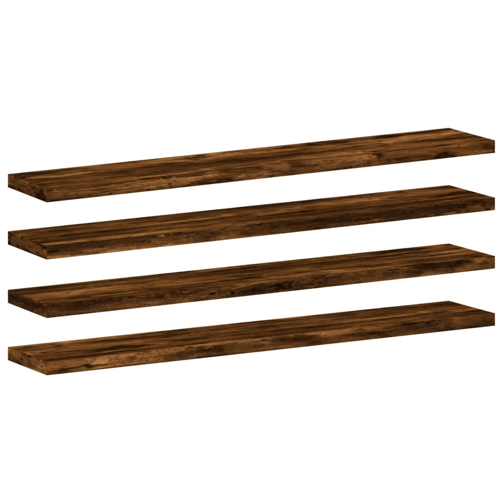 væghylder 4 stk. 60x10x1,5 cm konstrueret træ røget egetræ