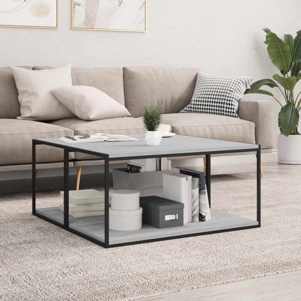væghylder 4 stk. 80x30x1,5 cm konstrueret træ grå sonoma-eg