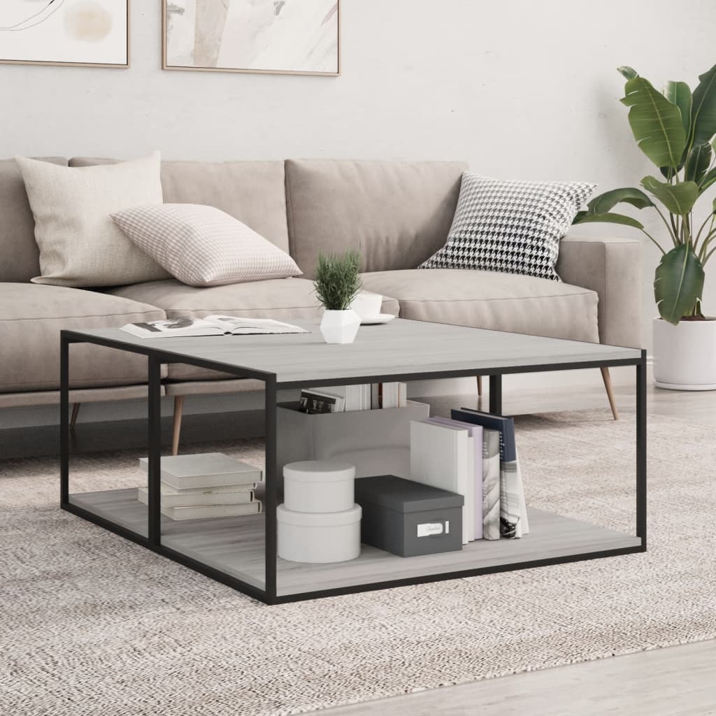 væghylder 4 stk. 80x50x1,5 cm konstrueret træ grå sonoma-eg