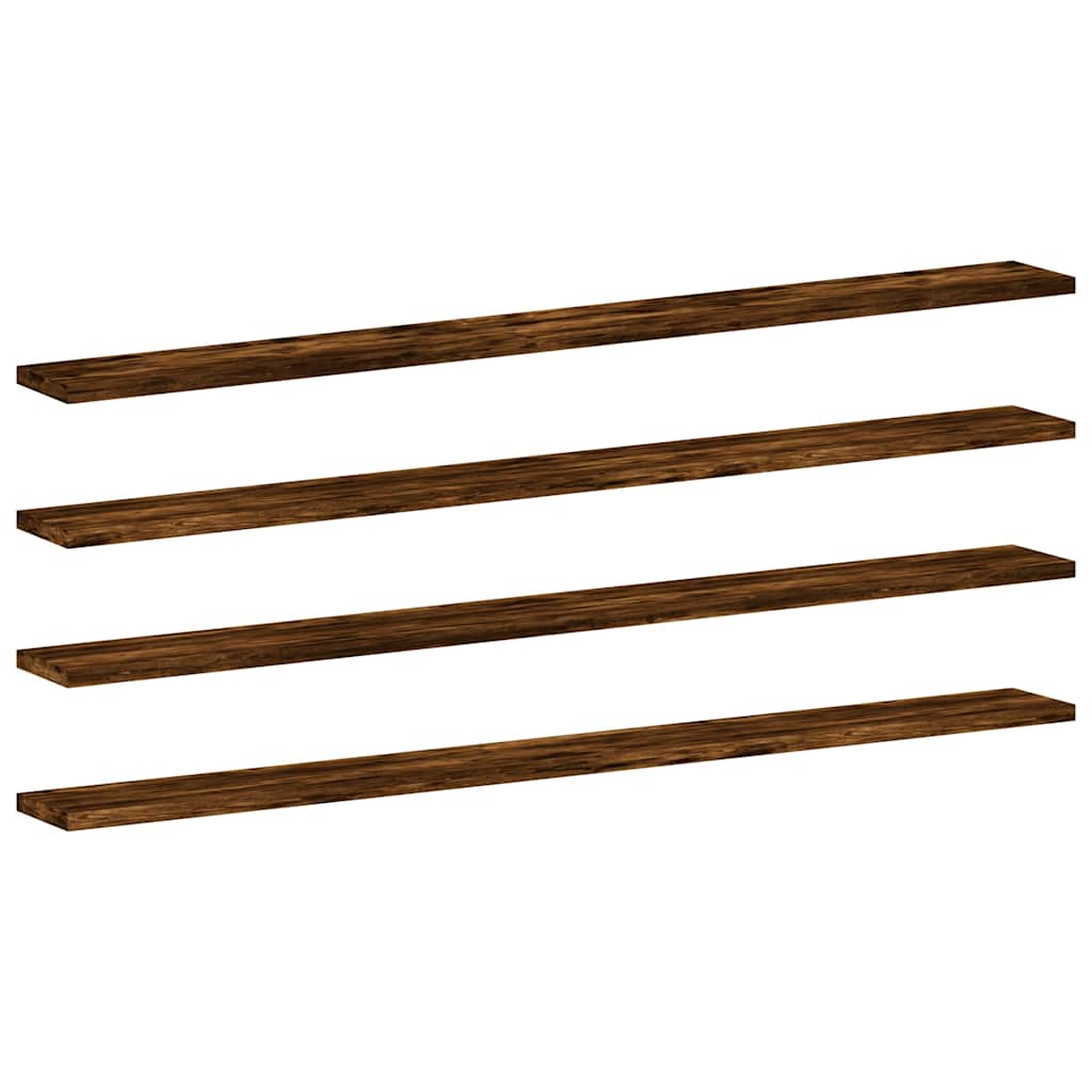 væghylder 4 stk. 80x50x1,5 cm konstrueret træ røget egetræ