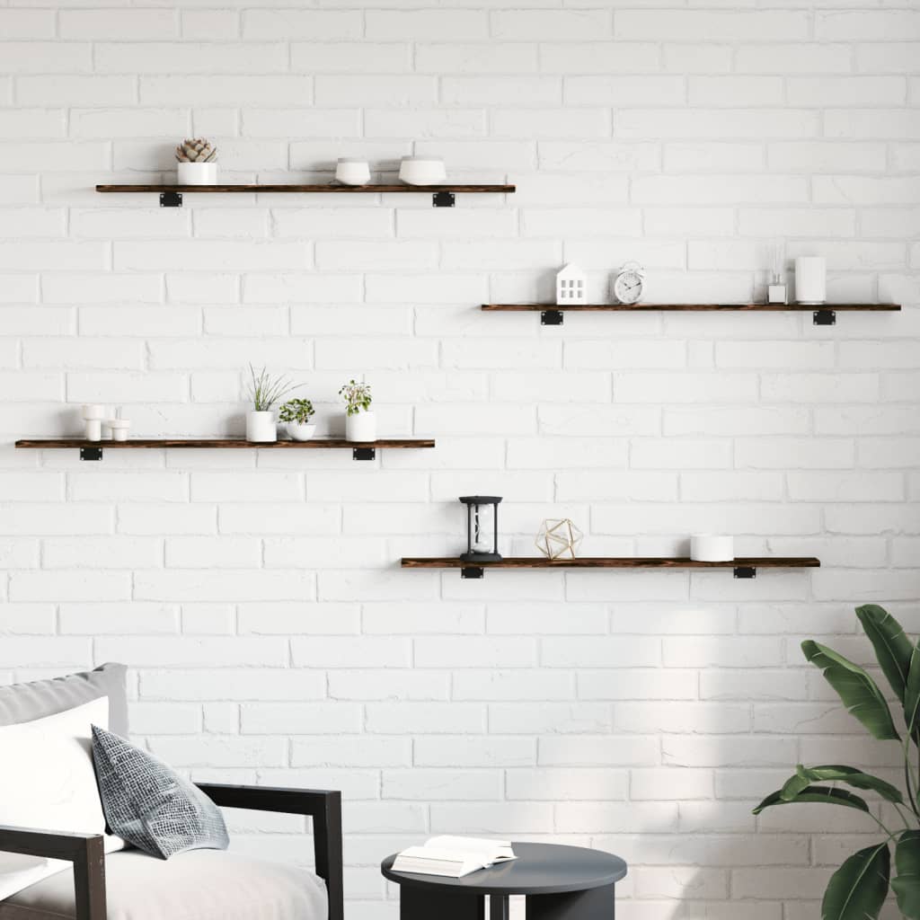 væghylder 4 stk. 80x50x1,5 cm konstrueret træ røget egetræ