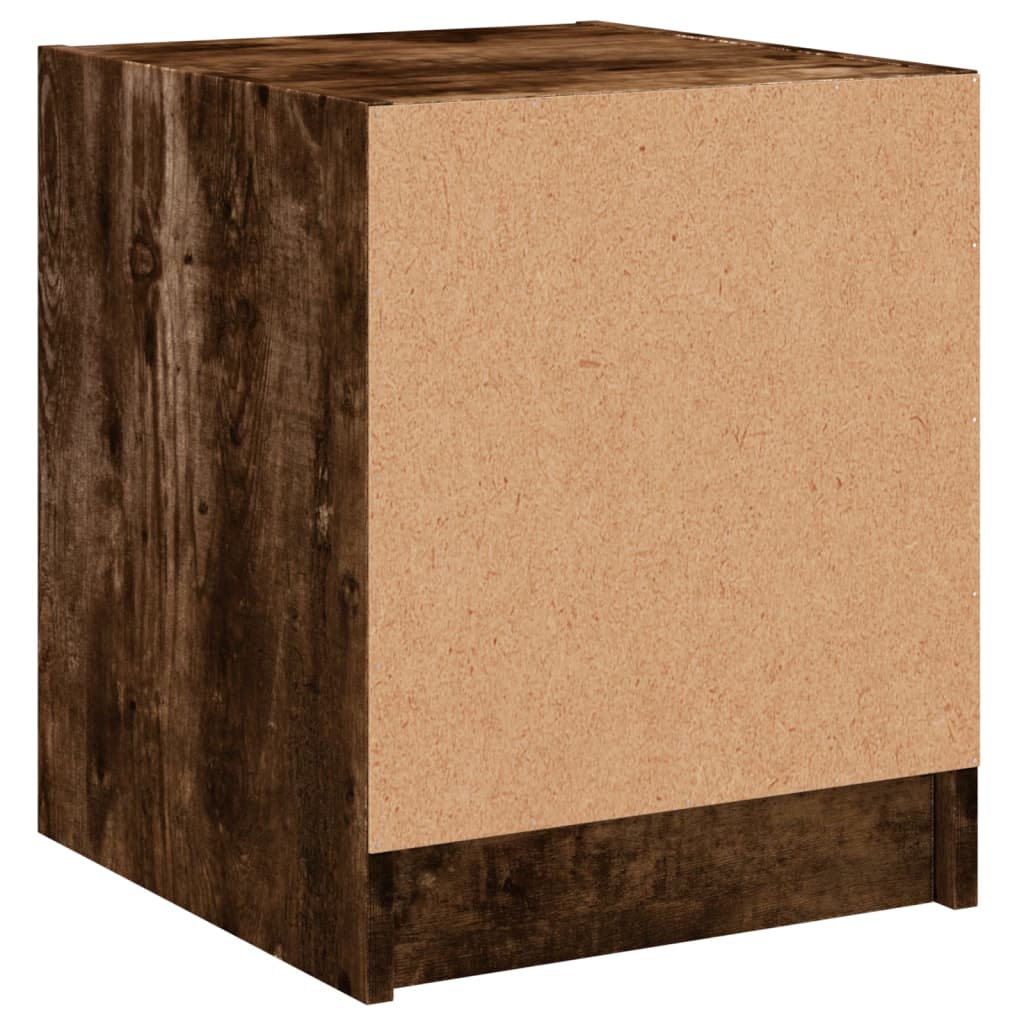 sengebord med glaslåger 35x37x42 cm røget egetræsfarve