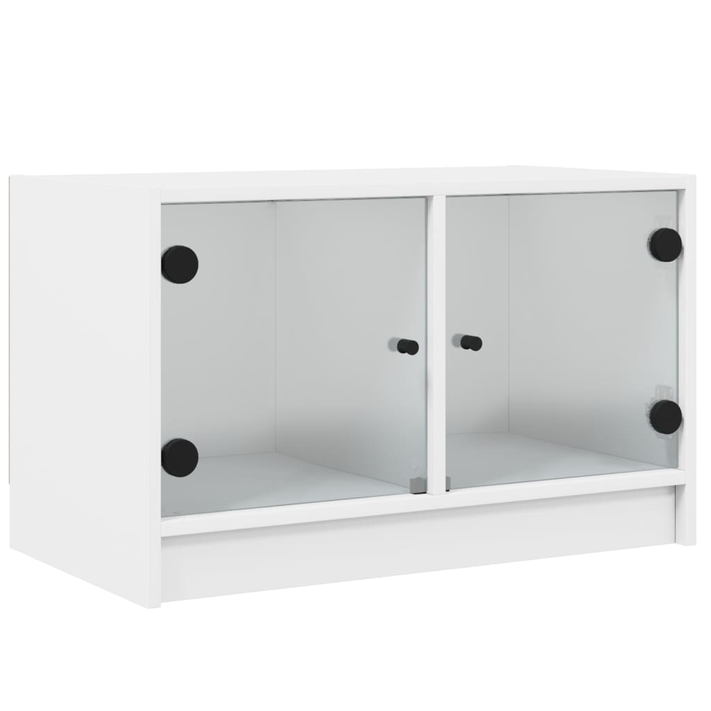 tv-bord med glaslåger 68x37x42 cm hvid