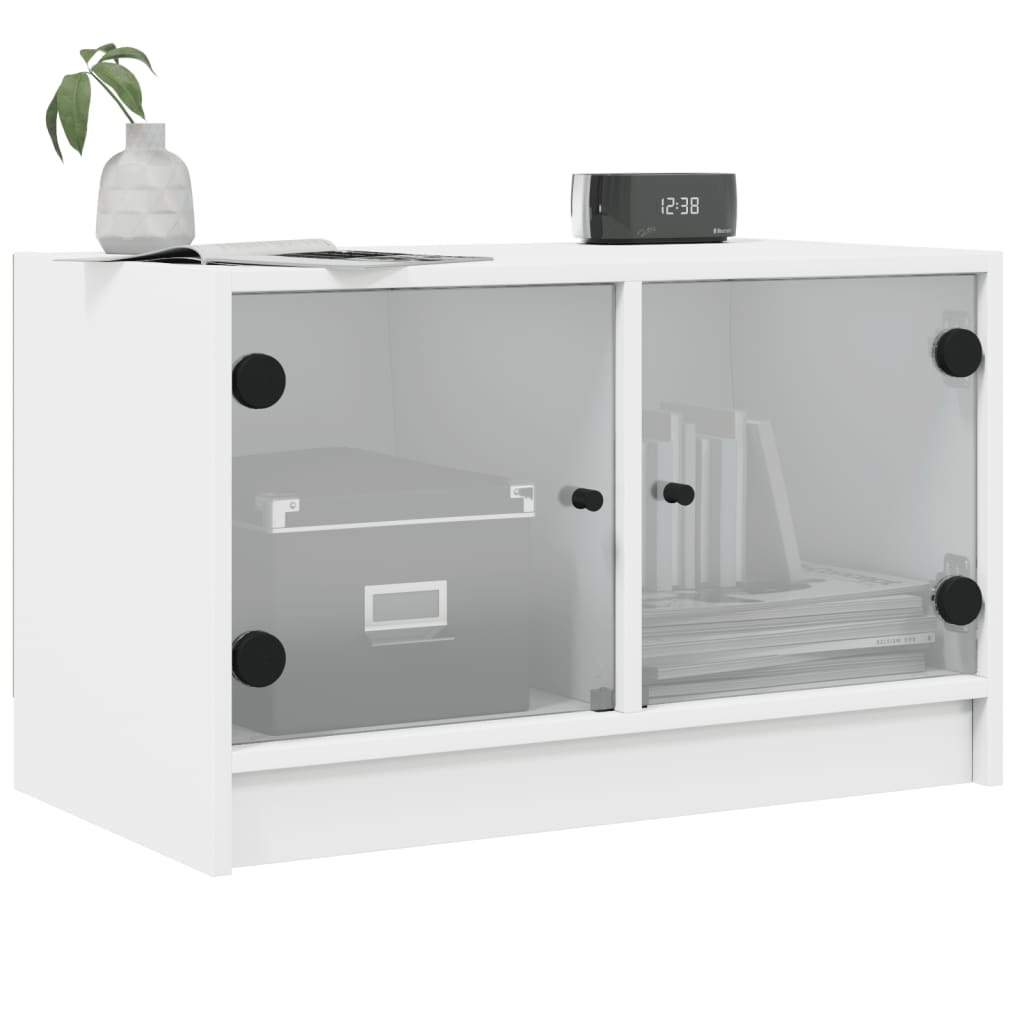 tv-bord med glaslåger 68x37x42 cm hvid