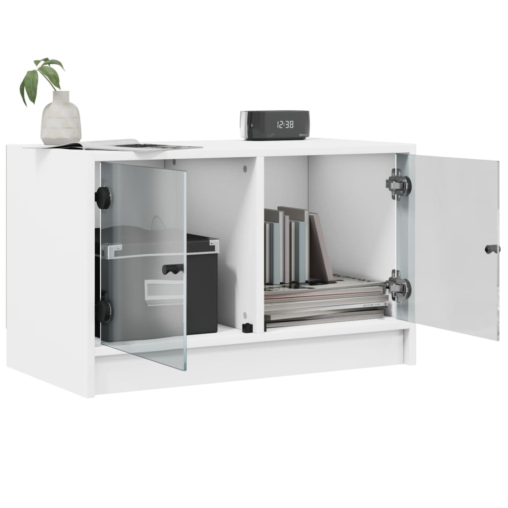 tv-bord med glaslåger 68x37x42 cm hvid