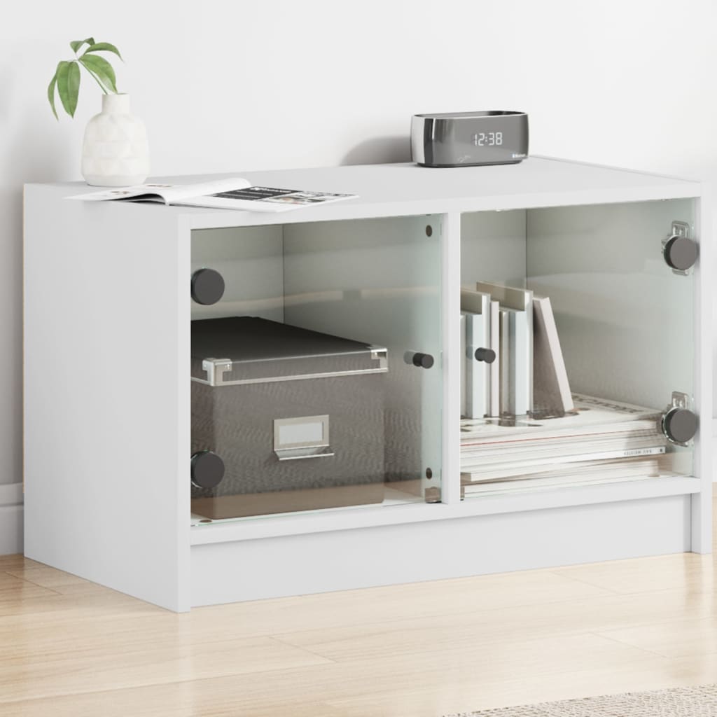 tv-bord med glaslåger 68x37x42 cm hvid