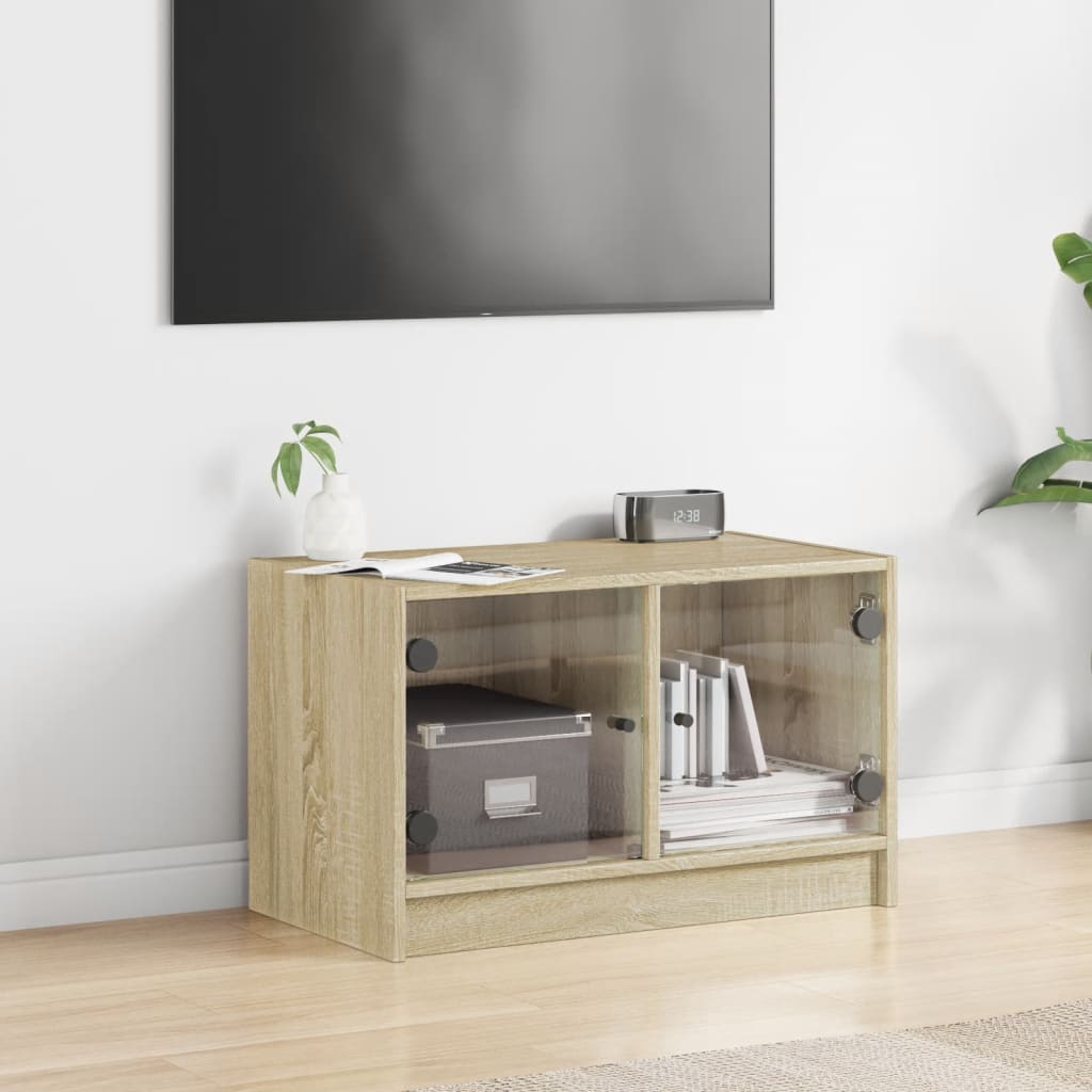 skab med glaslåger 68x37x42 cm sonoma-eg