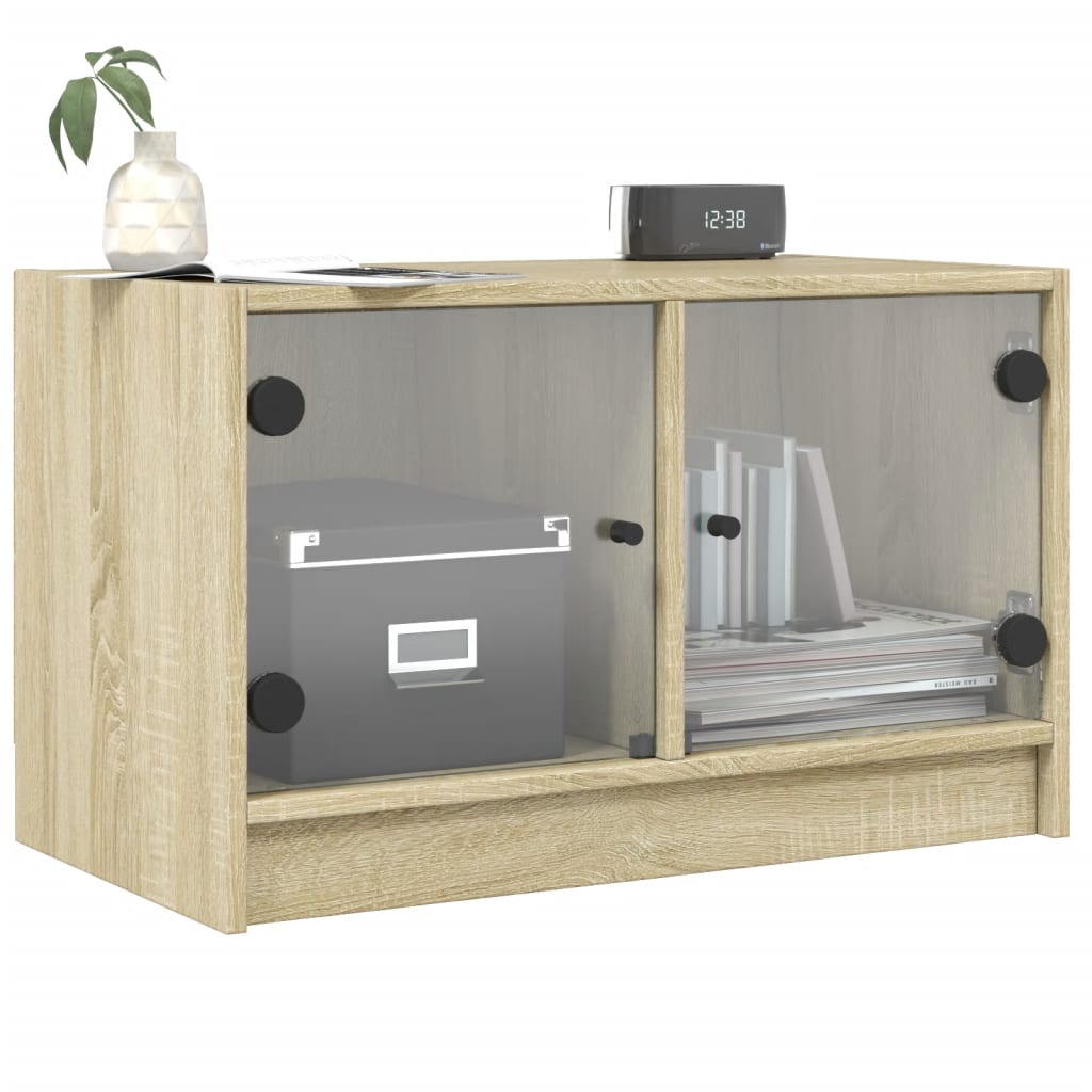skab med glaslåger 68x37x42 cm sonoma-eg