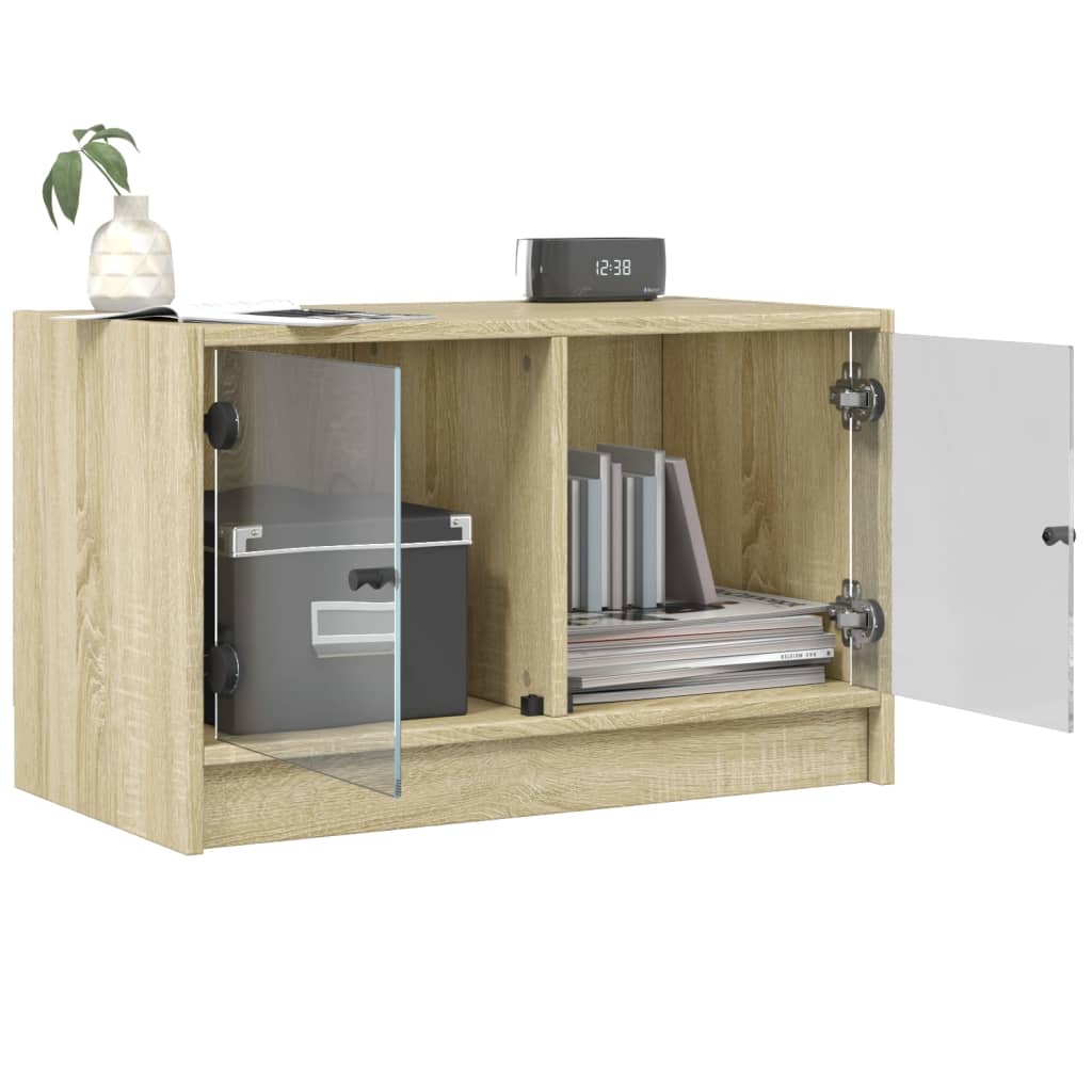 skab med glaslåger 68x37x42 cm sonoma-eg