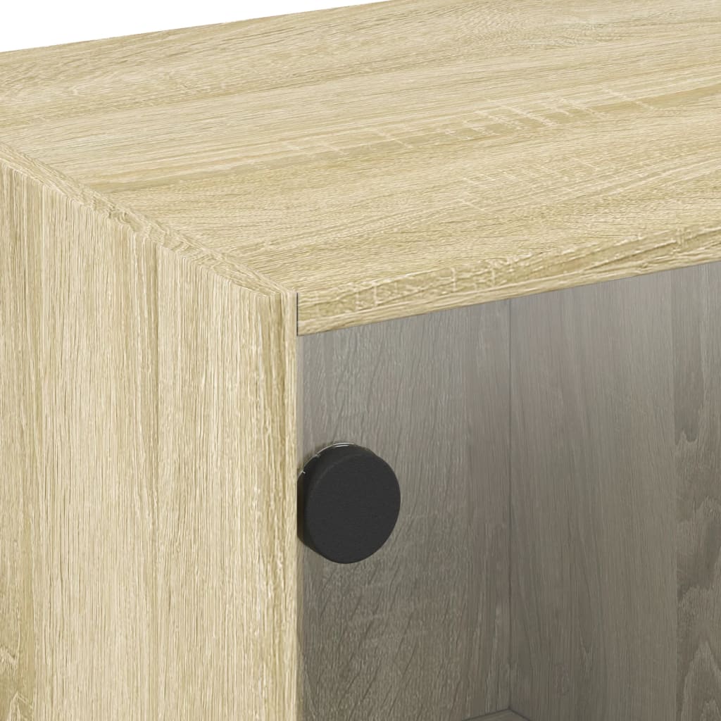 skab med glaslåger 68x37x42 cm sonoma-eg