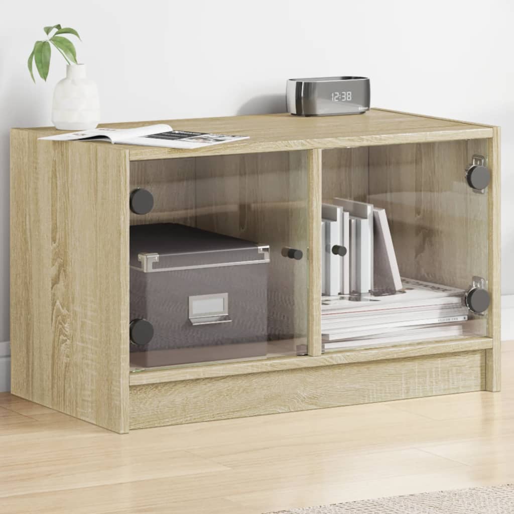 skab med glaslåger 68x37x42 cm sonoma-eg