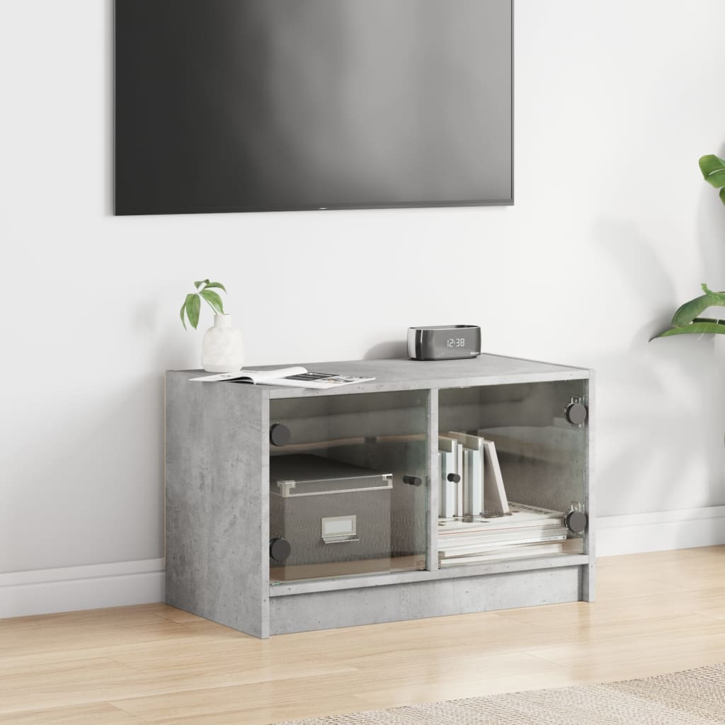 skab med glaslåger 68x37x42 cm betongrå
