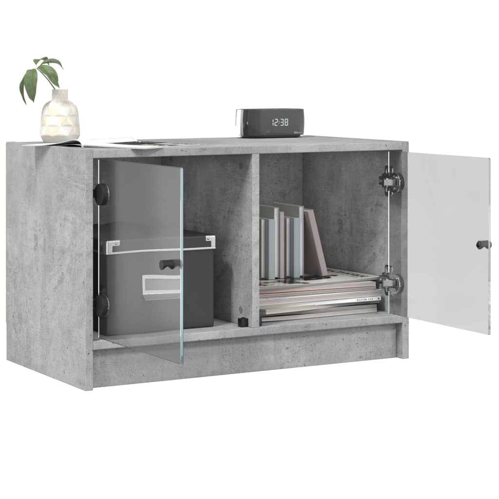 skab med glaslåger 68x37x42 cm betongrå