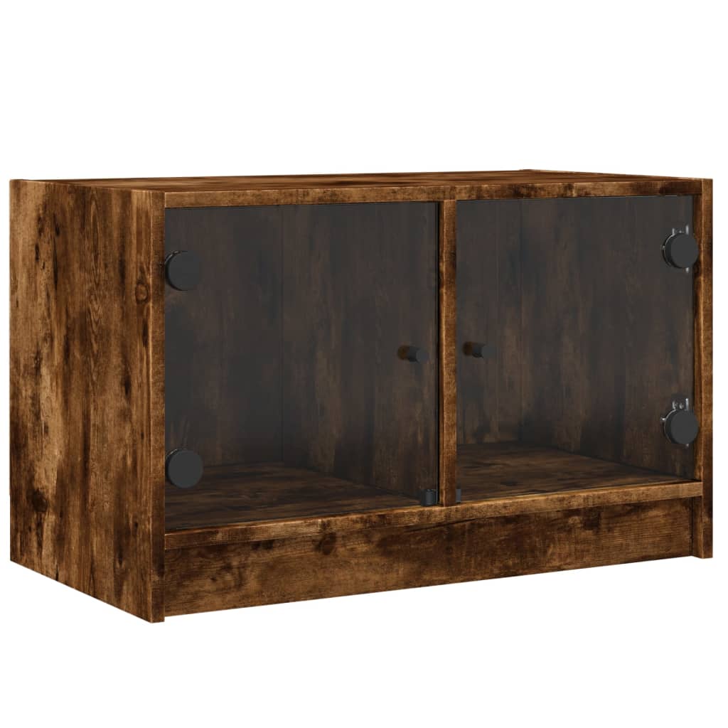skab med glaslåger 68x37x42 cm røget egetræsfarve