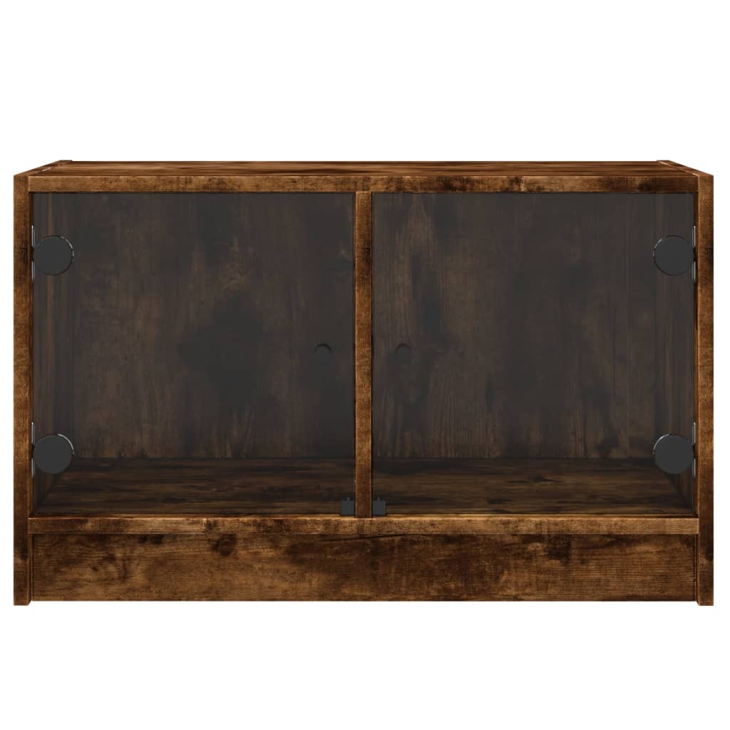 skab med glaslåger 68x37x42 cm røget egetræsfarve