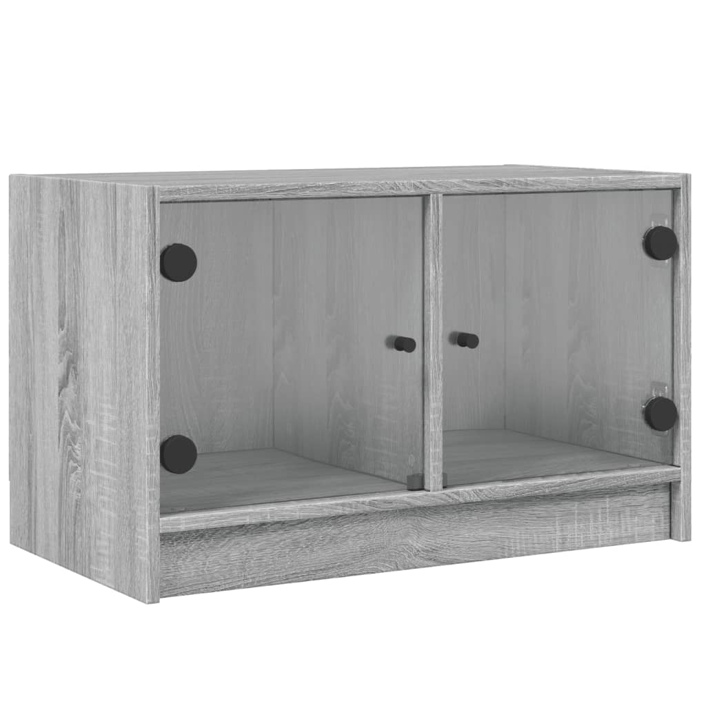 skab med glaslåger 68x37x42 cm grå sonoma-eg