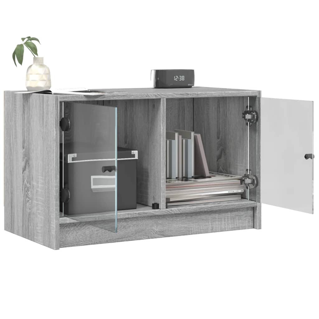 skab med glaslåger 68x37x42 cm grå sonoma-eg