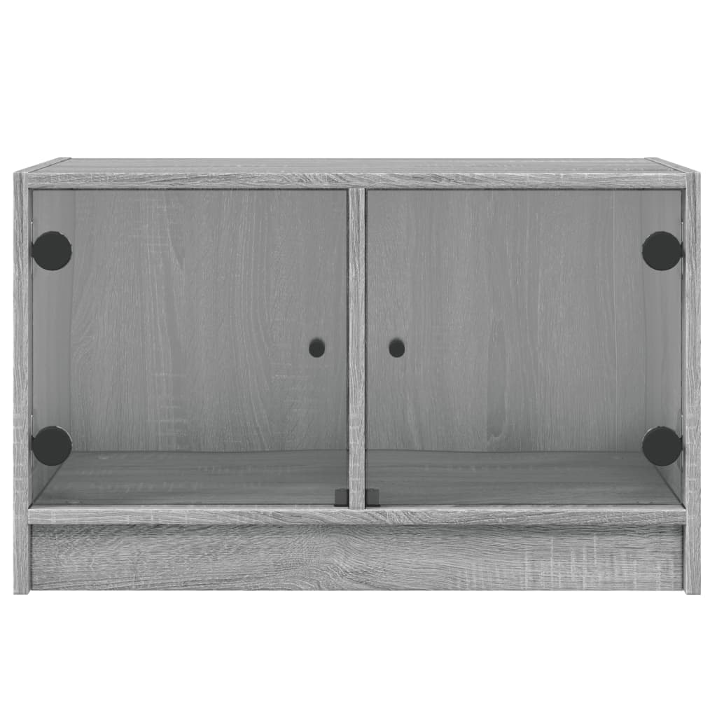 skab med glaslåger 68x37x42 cm grå sonoma-eg