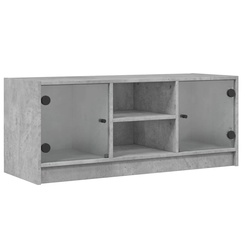 skab med glaslåger 102x37x42 cm betongrå