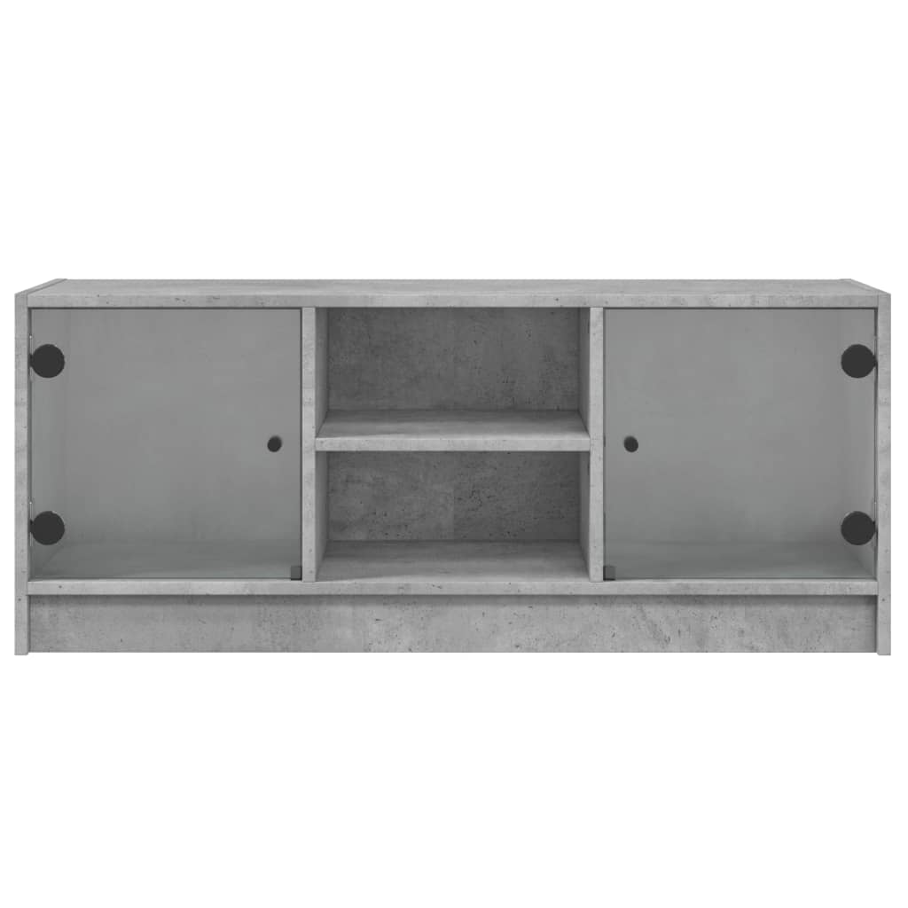 skab med glaslåger 102x37x42 cm betongrå