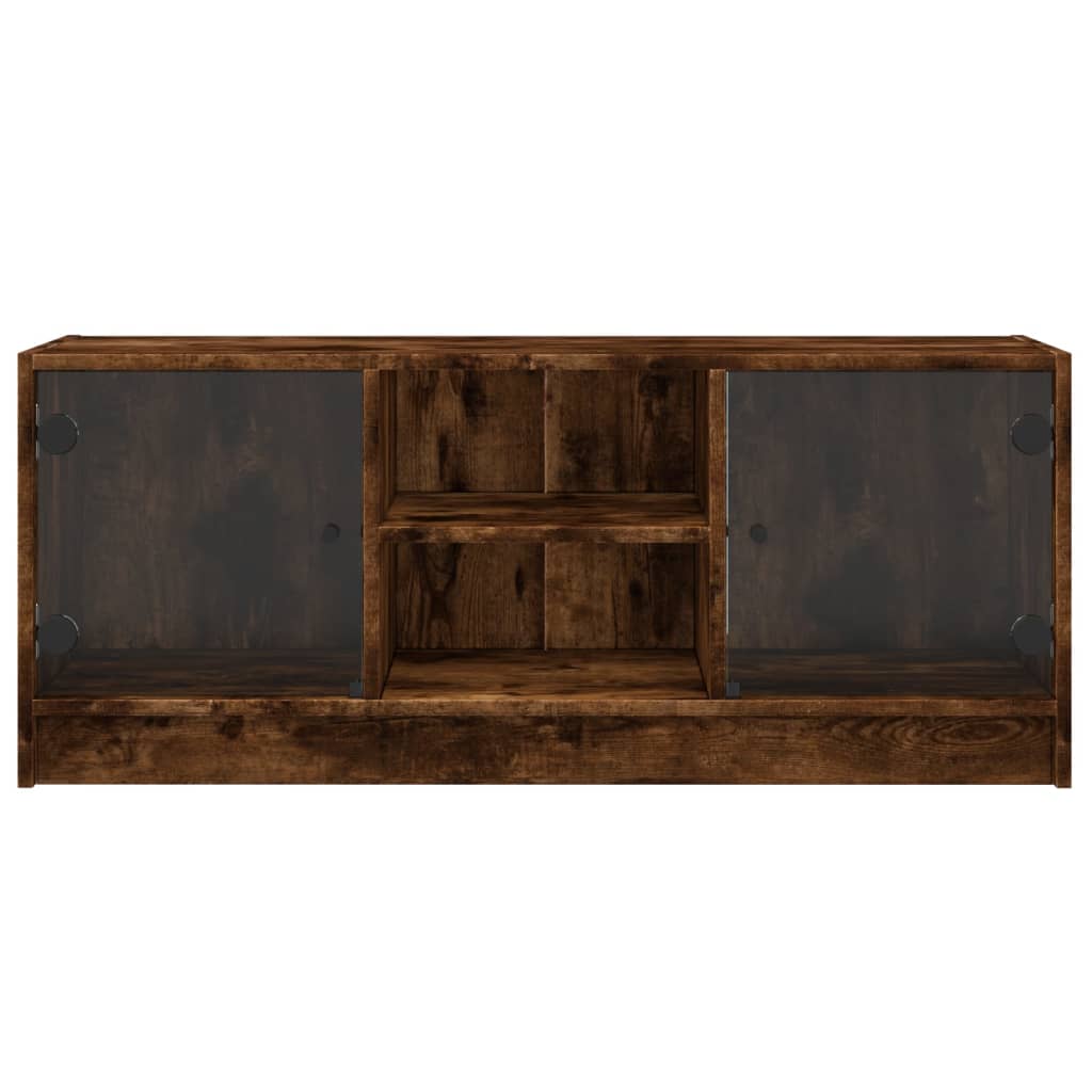 skab med glaslåger 102x37x42 cm røget egetræsfarve