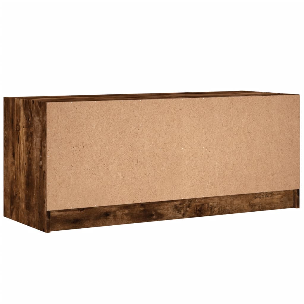 skab med glaslåger 102x37x42 cm røget egetræsfarve