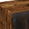 skab med glaslåger 102x37x42 cm røget egetræsfarve