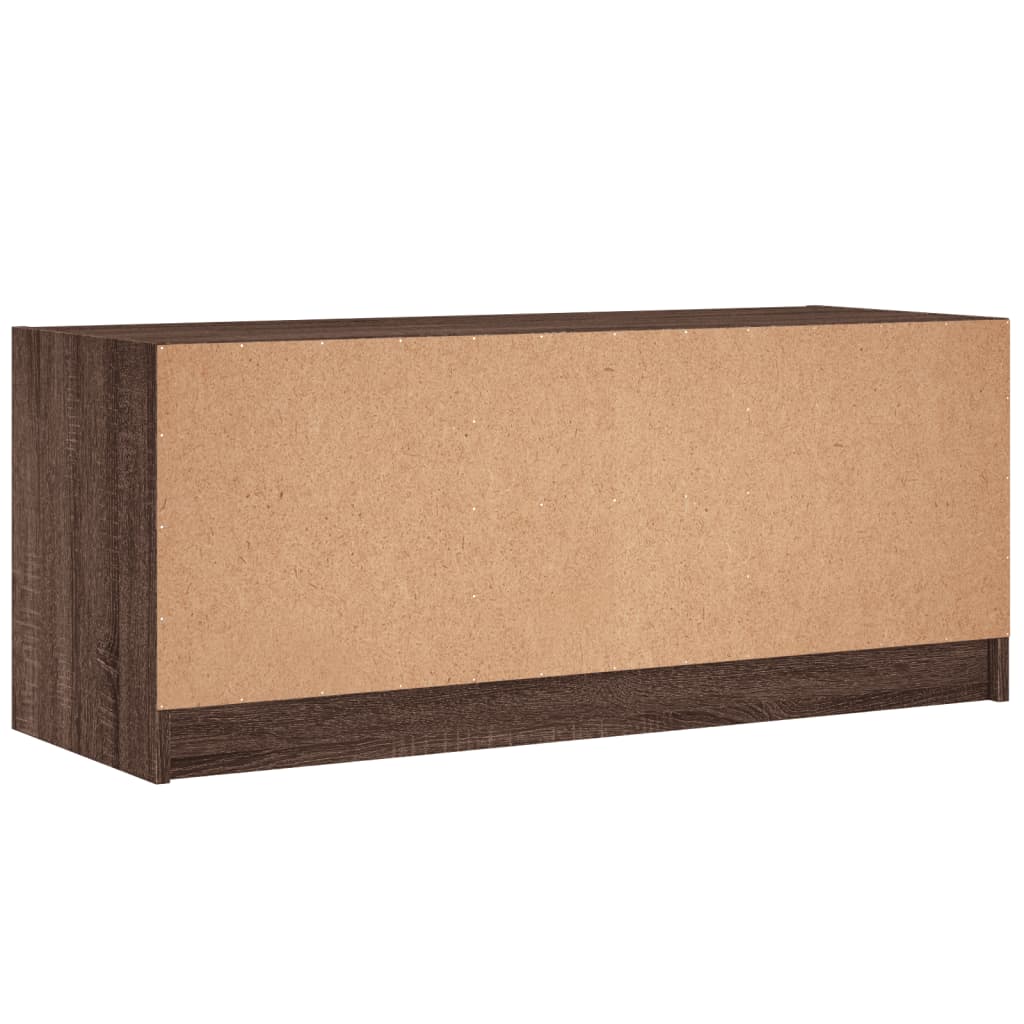 skab med glaslåger 102x37x42 cm brun egetræsfarve