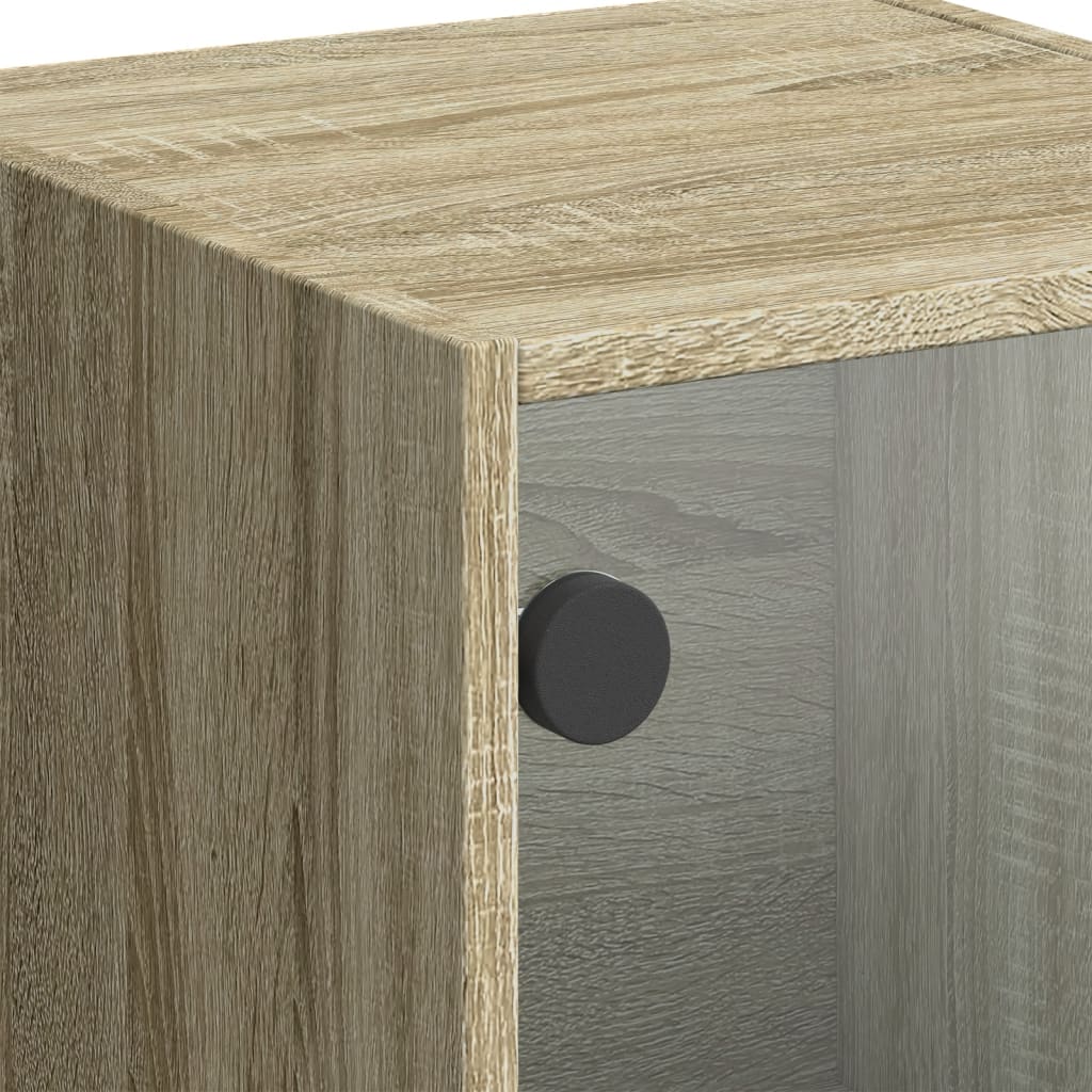 skab med glaslåger 35x37x109 cm sonoma-eg
