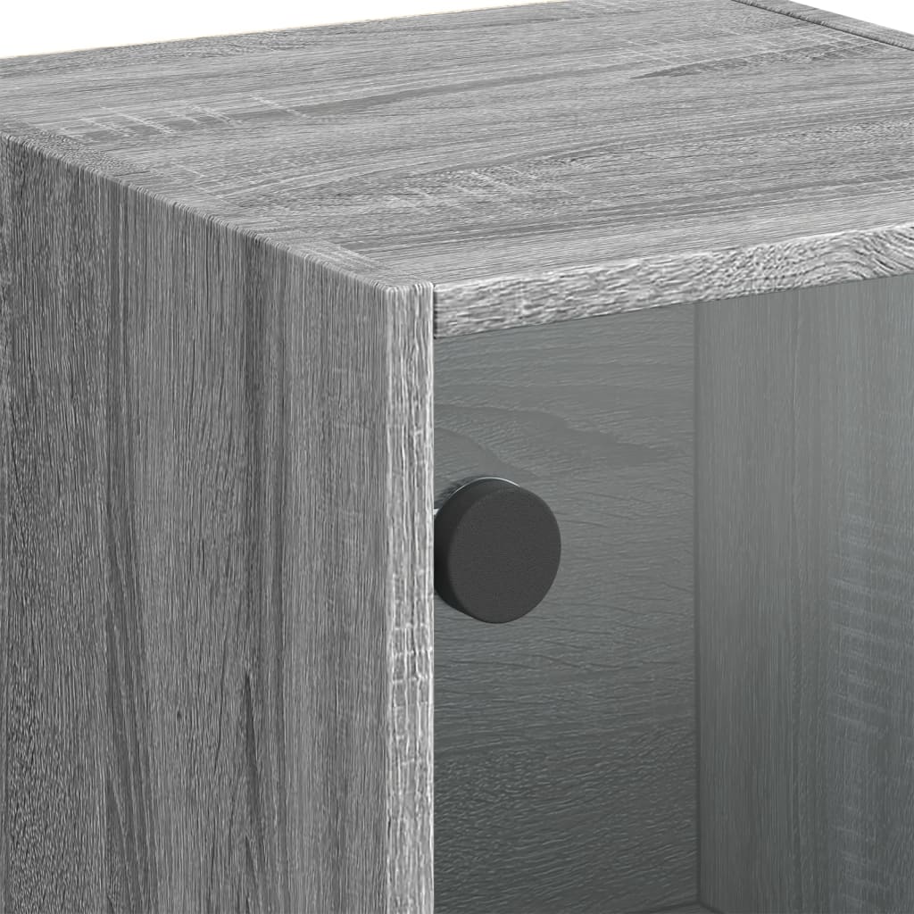 skab med glaslåger 35x37x109 cm grå sonoma-eg